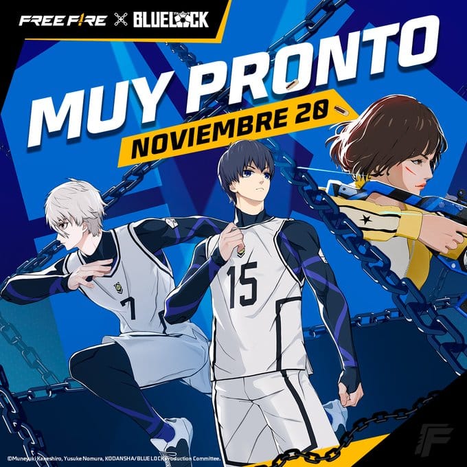 colaboración de free fire con Blue Lock nuevas skin de la colaboración de free fire con blue lock