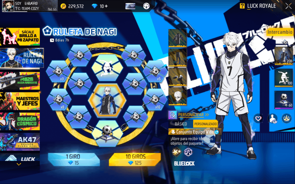 muestra la skin de nagi