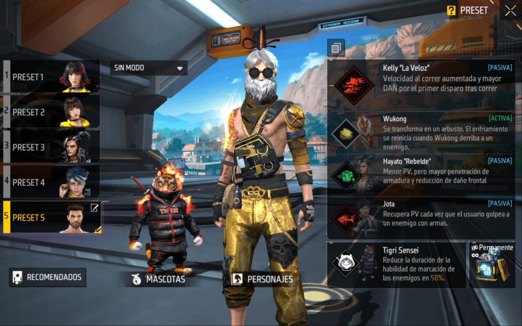 personaje de free fire con sus habilidades