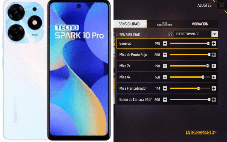 Sensibilidad Free Fire para Tecno Spark 10 Pro Actualizada 2025