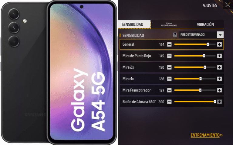 Sensibilidad de Free Fire para Samsung A54 (Actualizado 2025)