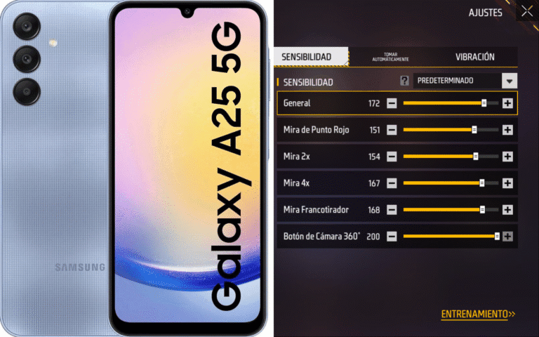 Mejor sensibilidad para Free Fire en Samsung A25