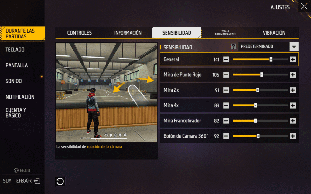 Sensibilidad Free Fire para Honor 90 utilizada en el juego