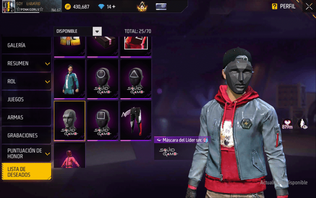 skin de la máscara del jefe de la serie El Juego del Calamar