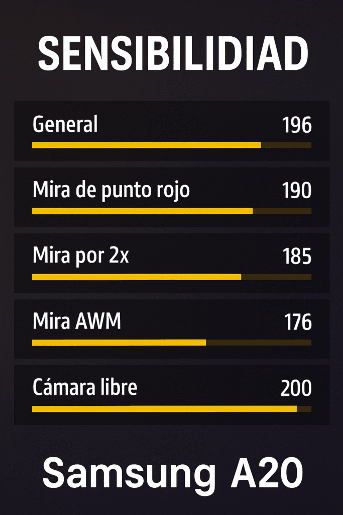 muestra la Sensibilidad FreeFire para Samsung A20