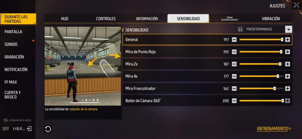 Sensibilidad de Free Fire para Motorola E20